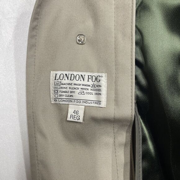 London Fog Jacket Mens 48 Regular Beige Trench Coat Removable Lining Overcoat - Picture 7 of 10